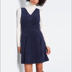 ModCloth Utmost Allure Navy Blue Corduroy Dress